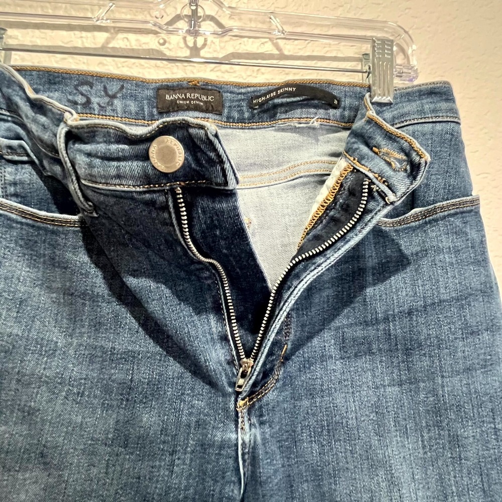Banana Republic Jeans Womens 29 Blue Denim Medium Wash High Rise Skinny Leg - Picture 8 of 15
